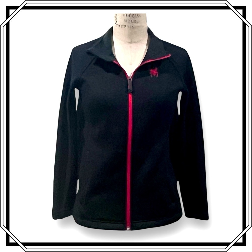 SPYDER Athletic Sweater Jacket - Black & Red; Size M